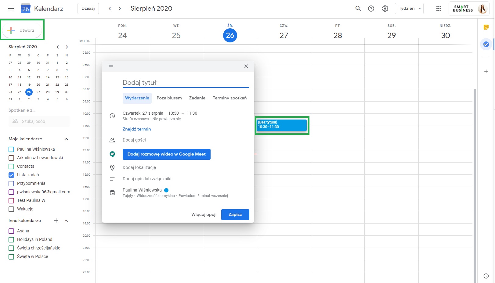 Jak stworzyć wydarzenie w Kalendarzu Google